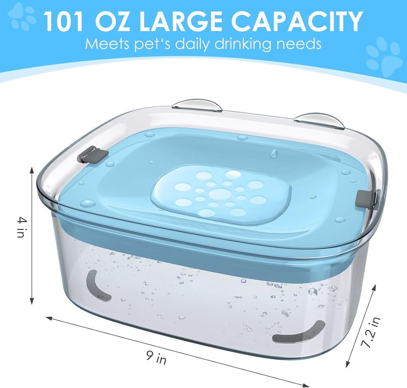 AONKEY 3L Dog Water Bowl No Spill, 101oz Large Spill Proof Dog Bowl Reduce Refill, Anti Splash No Mess Dispenser Dripless Slow Drinking Water Bowl for Sloppy Messy Drinkers (Sky Blue) - Image 5